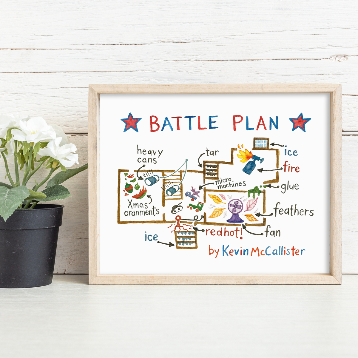 Battle Plan Kids Printable Wall Art | Funny Holiday Trap Blueprint Poster | Movie Night Decor | Playroom Art Print | Multiple Sizes Included