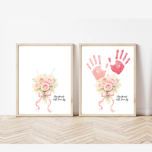 Floral Handprint Printable Gift for Her | Mother’s Day, Grandma, Teacher Appreciation, Birthday Keepsake | Handmade with Love Art