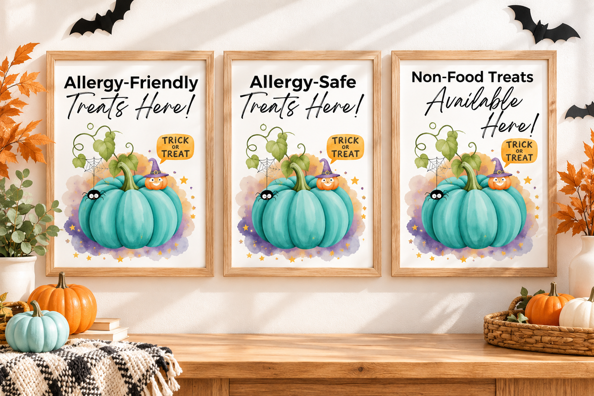 Halloween Allergy-Friendly Sign Printable Bundle | Teal Pumpkin Project Sign | Non Food Treats Sign | Allergy Safe Trick or Treat Printable