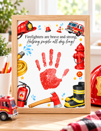 Firefighter Handprint Craft for Kids | Community Helpers Printable | Preschool Fire Safety Activity