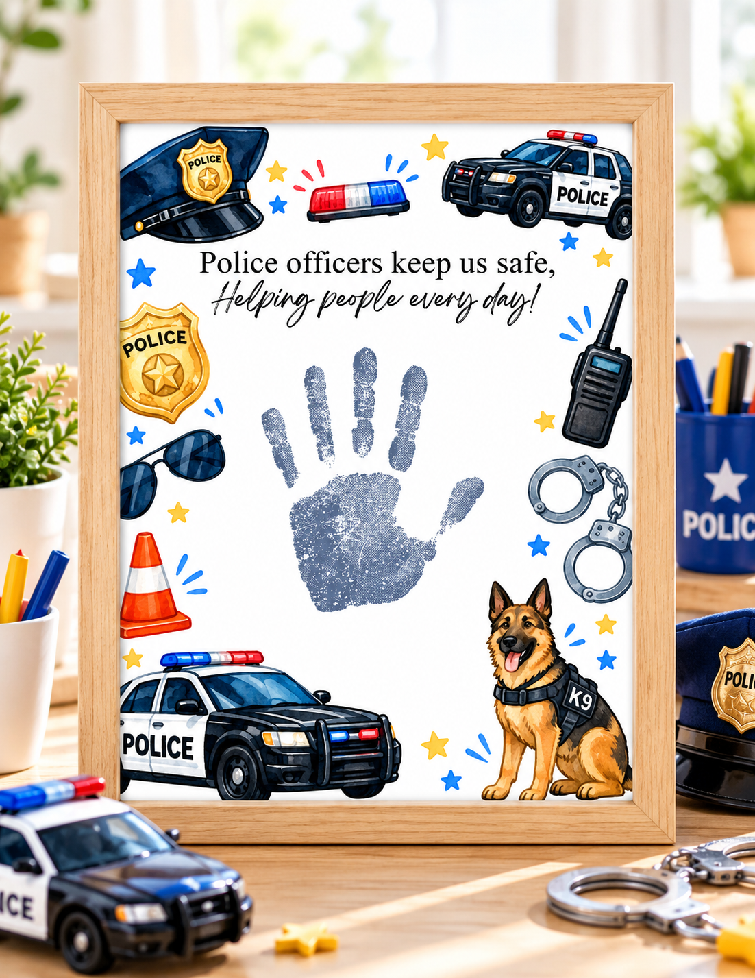 Police Officer Handprint Craft for Kids | Community Helpers Printable | Preschool Police Activity