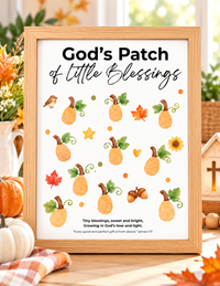 God’s Patch of Little Blessings Fingerprint Pumpkin Craft | Christian Fall Printable for Kids