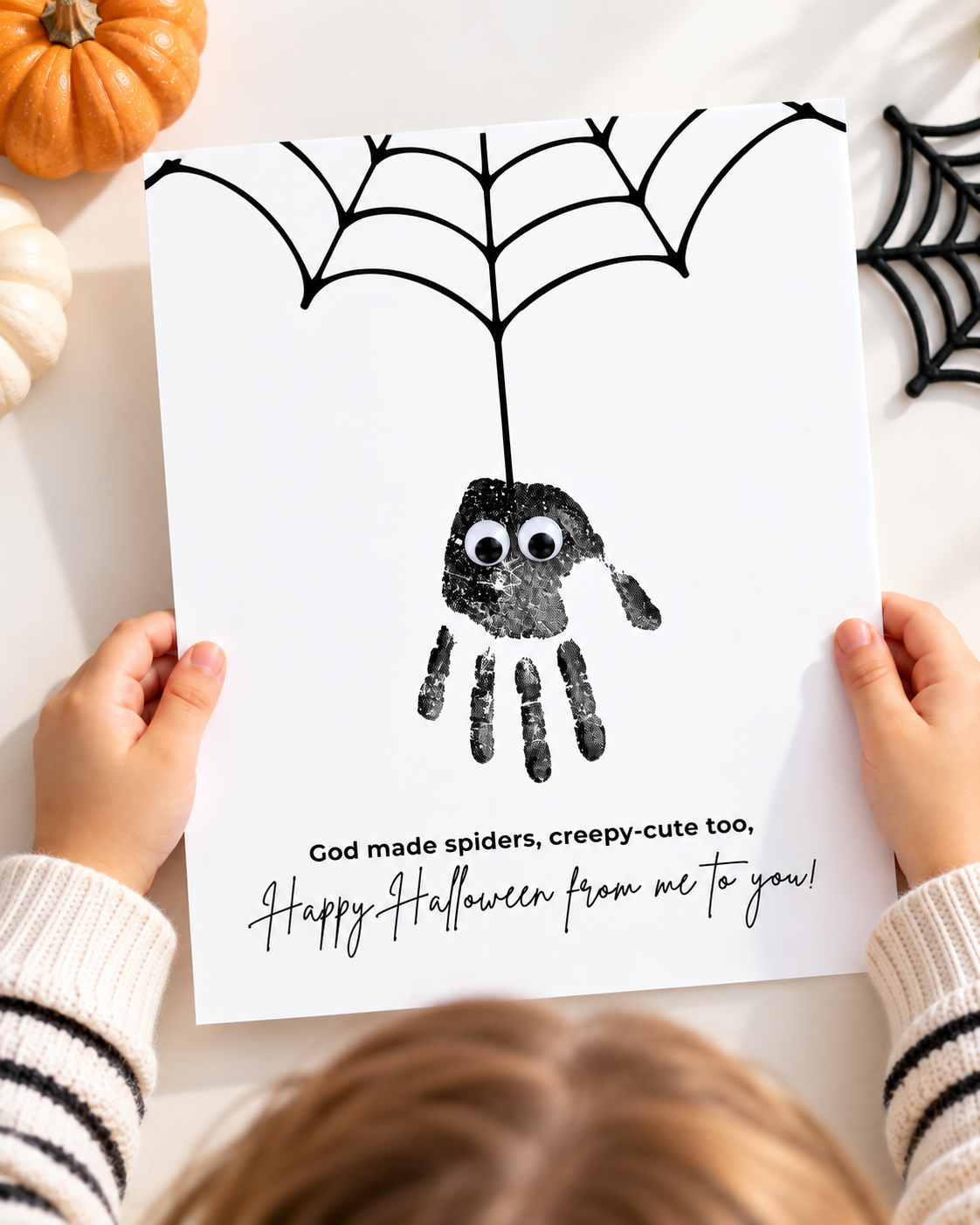 Christian Halloween Spider Handprint Craft Printable | Faith-Based Spider Keepsake Activity | Preschool Christian Halloween Craft | Sunday School Printable