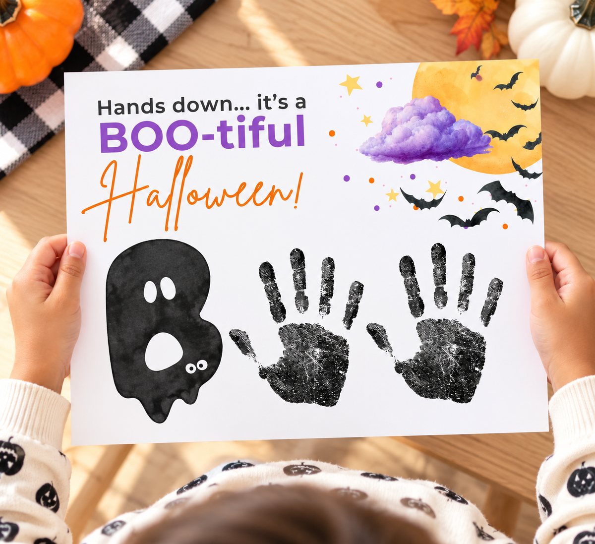 Hands Down It's a BOO-tiful Halloween Handprint Craft Printable | Halloween Keepsake Activity for Kids | Preschool Halloween Craft | Daycare & Classroom Printable