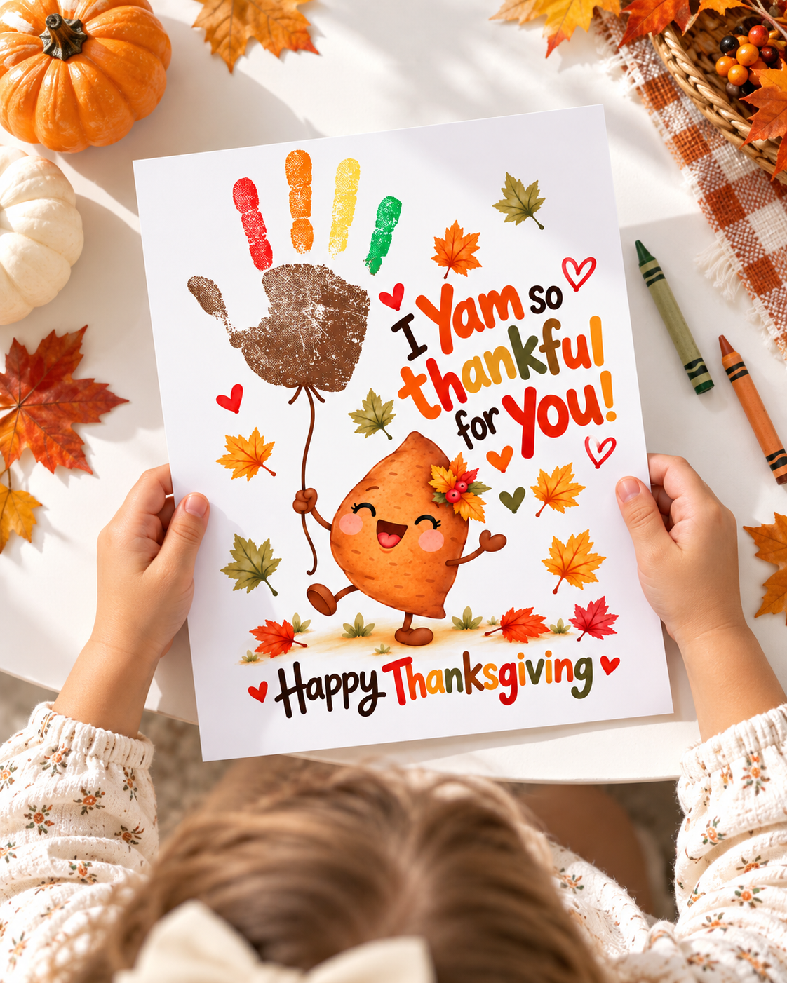 I Yam So Thankful for You Thanksgiving Handprint Craft for Kids | Sweet Potato Keepsake Printable + Free Coloring Page