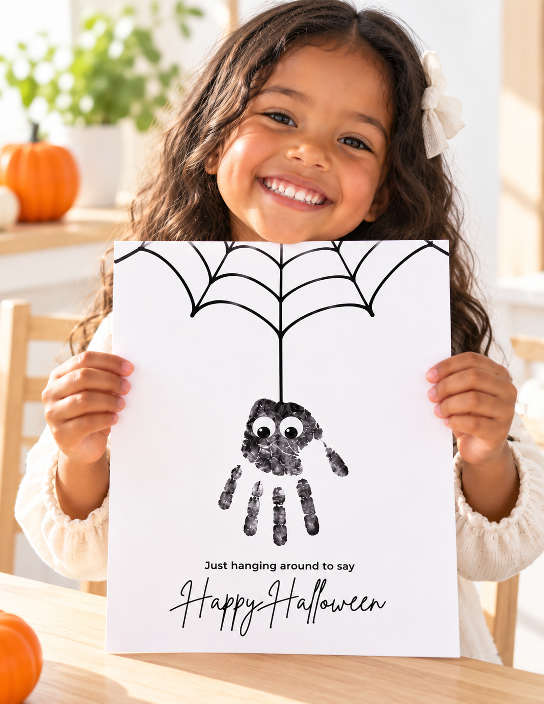 Happy Halloween Spider Handprint Craft Printable | Halloween Spider Keepsake Activity for Kids | Preschool Halloween Craft | Daycare & Classroom Printable
