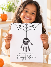 Happy Halloween Spider Handprint Craft Printable | Halloween Spider Keepsake Activity for Kids | Preschool Halloween Craft | Daycare & Classroom Printable
