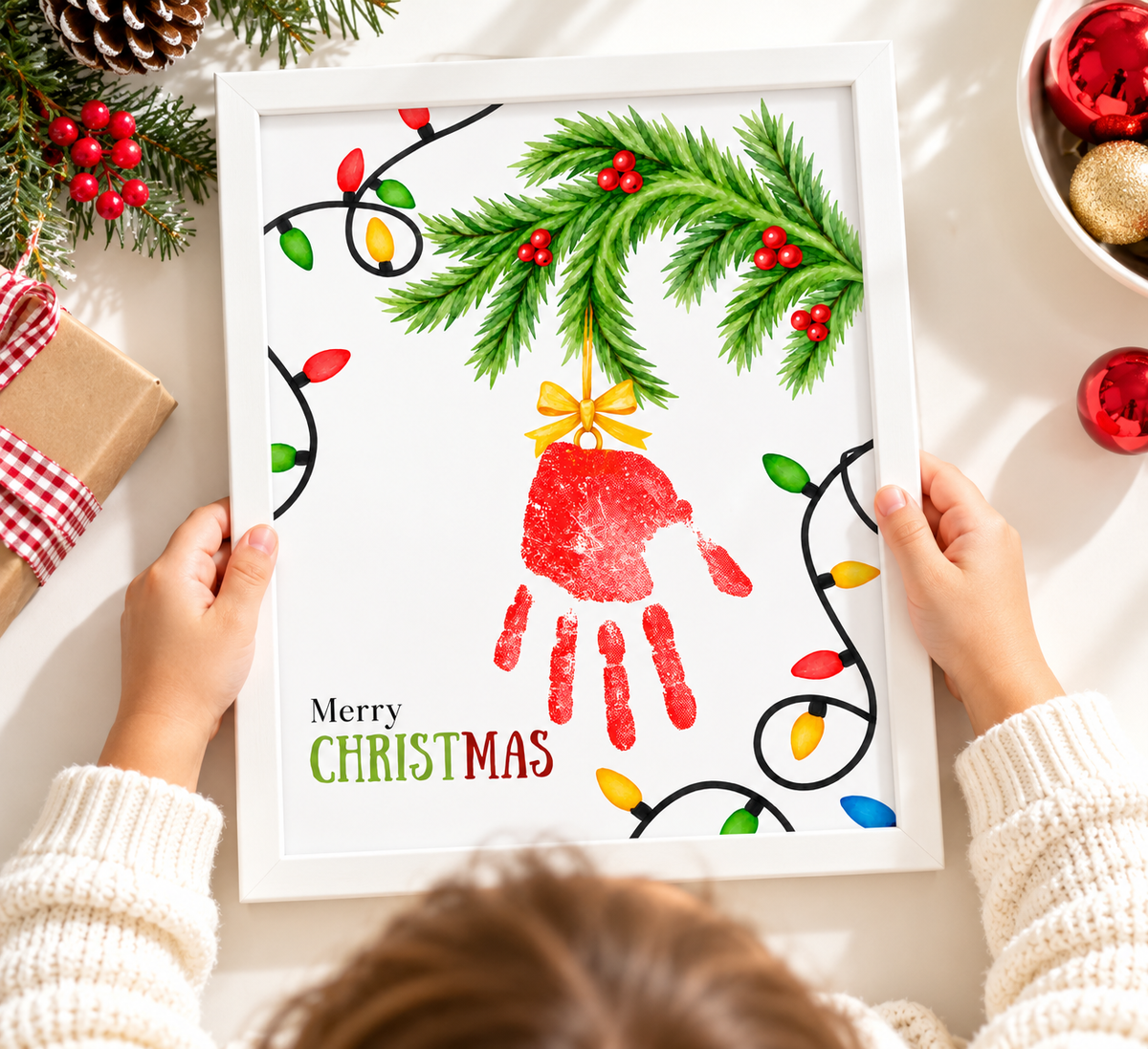 Christmas Bell Handprint Craft for Kids | Preschool & Toddler Christmas Keepsake Printable with Free Coloring Page