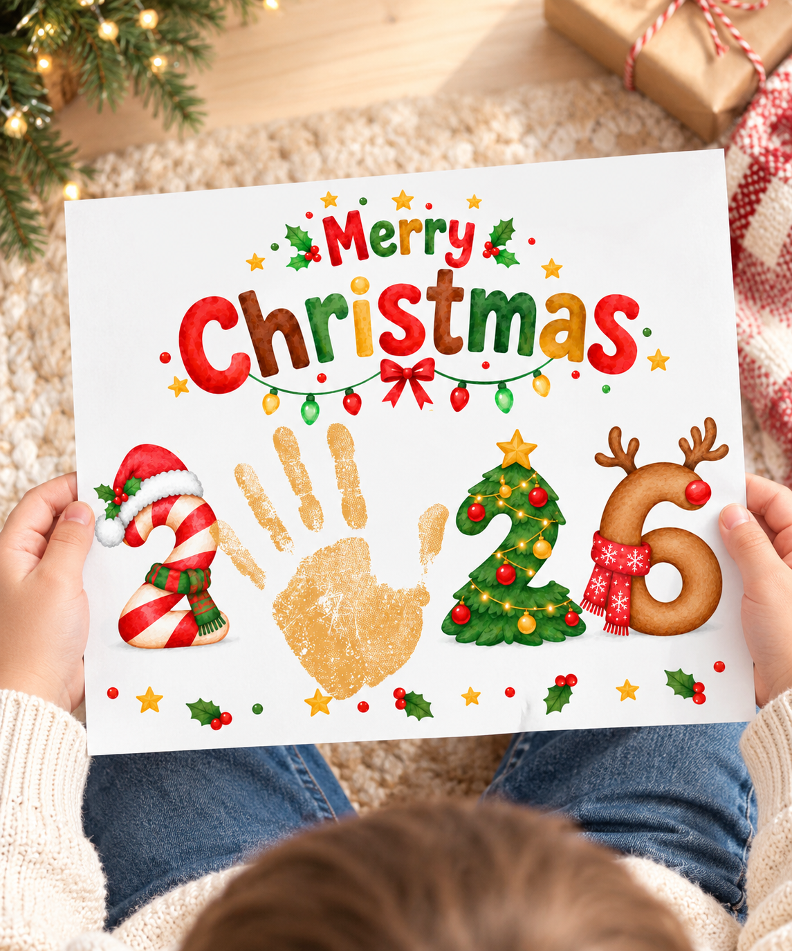 Christmas 2026 Handprint Craft & Coloring Page | Merry Christmas Keepsake Printable for Kids