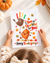 I Yam So Thankful for You Thanksgiving Handprint Craft for Kids | Sweet Potato Keepsake Printable + Free Coloring Page