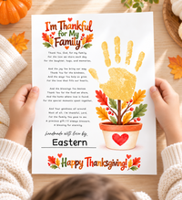 I'm Thankful for My Family Thanksgiving Handprint Craft | Christian Fall Keepsake Printable for Kids