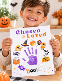 Chosen & Loved Halloween Handprint Craft Printable | Christian Halloween Keepsake | Faith-Based Preschool Craft | Sunday School Halloween Activity