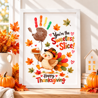You're the Sweetest Slice Thanksgiving Handprint Craft for Kids | Turkey Keepsake Printable + Free Coloring Page