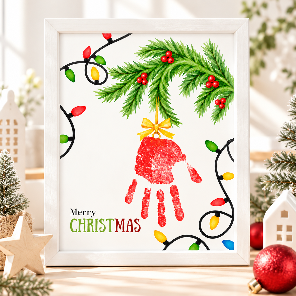 Christmas Bell Handprint Craft for Kids | Preschool & Toddler Christmas Keepsake Printable with Free Coloring Page