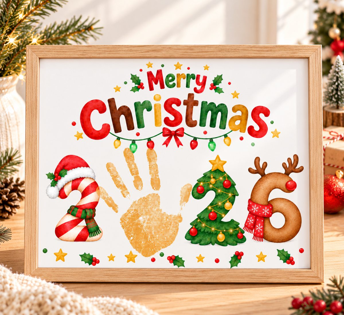 Christmas 2026 Handprint Craft & Coloring Page | Merry Christmas Keepsake Printable for Kids