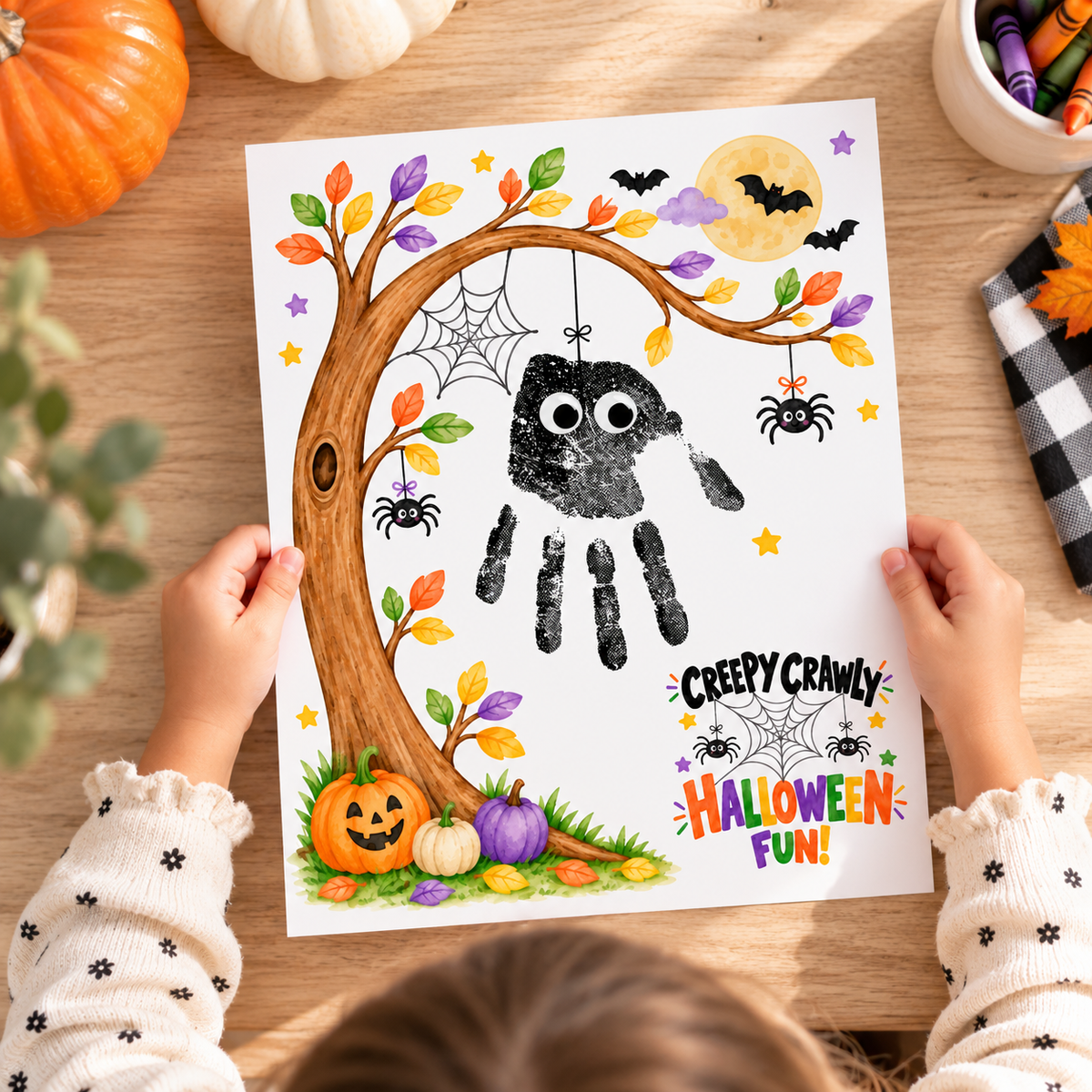 Halloween Spider Handprint Craft for Kids | Creepy Crawly Preschool Fall Activity & Keepsake