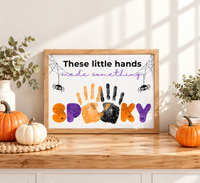 Halloween Handprint Craft Printable | These Little Hands Made Something Spooky | Halloween Keepsake for Kids | Preschool & Daycare Craft