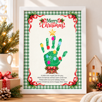 Christmas Tree Handprint Craft for Kids | Merry Christmas Printable Keepsake with Free Coloring Page
