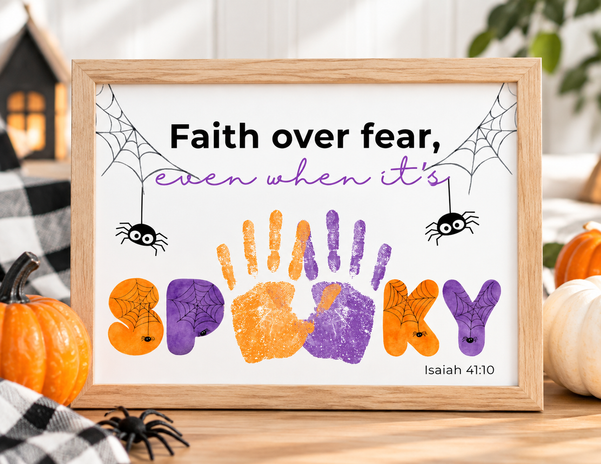 Christian Halloween Handprint Craft Printable | Faith Over Fear Kids Craft | Isaiah 41:10 Bible Activity | Sunday School Halloween Keepsake