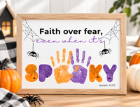 Christian Halloween Handprint Craft Printable | Faith Over Fear Kids Craft | Isaiah 41:10 Bible Activity | Sunday School Halloween Keepsake