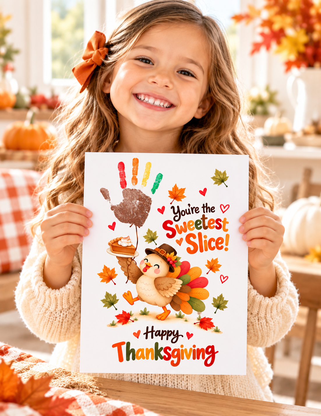 You're the Sweetest Slice Thanksgiving Handprint Craft for Kids | Turkey Keepsake Printable + Free Coloring Page