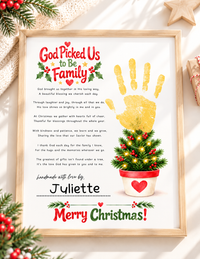 God Picked Us to Be Family Christmas Handprint Craft | Christian Family Keepsake Printable