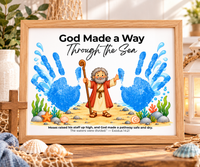 Moses Parts the Red Sea Handprint Craft | God Made a Way Christian Bible Printable for Kids