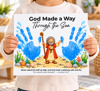 Moses Parts the Red Sea Handprint Craft | God Made a Way Christian Bible Printable for Kids