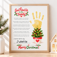 God Picked Us to Be Family Christmas Handprint Craft | Christian Family Keepsake Printable