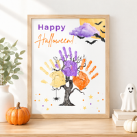 Happy Halloween Handprint Tree Craft Printable | Halloween Family Handprint Keepsake | Preschool Halloween Activity | Daycare & Classroom Fall Craft