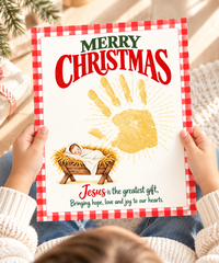 Jesus Is the Greatest Gift Christmas Handprint Craft | Christian Nativity Keepsake Printable for Kids