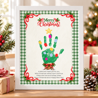 Christmas Tree Handprint Craft for Kids | Merry Christmas Printable Keepsake with Free Coloring Page