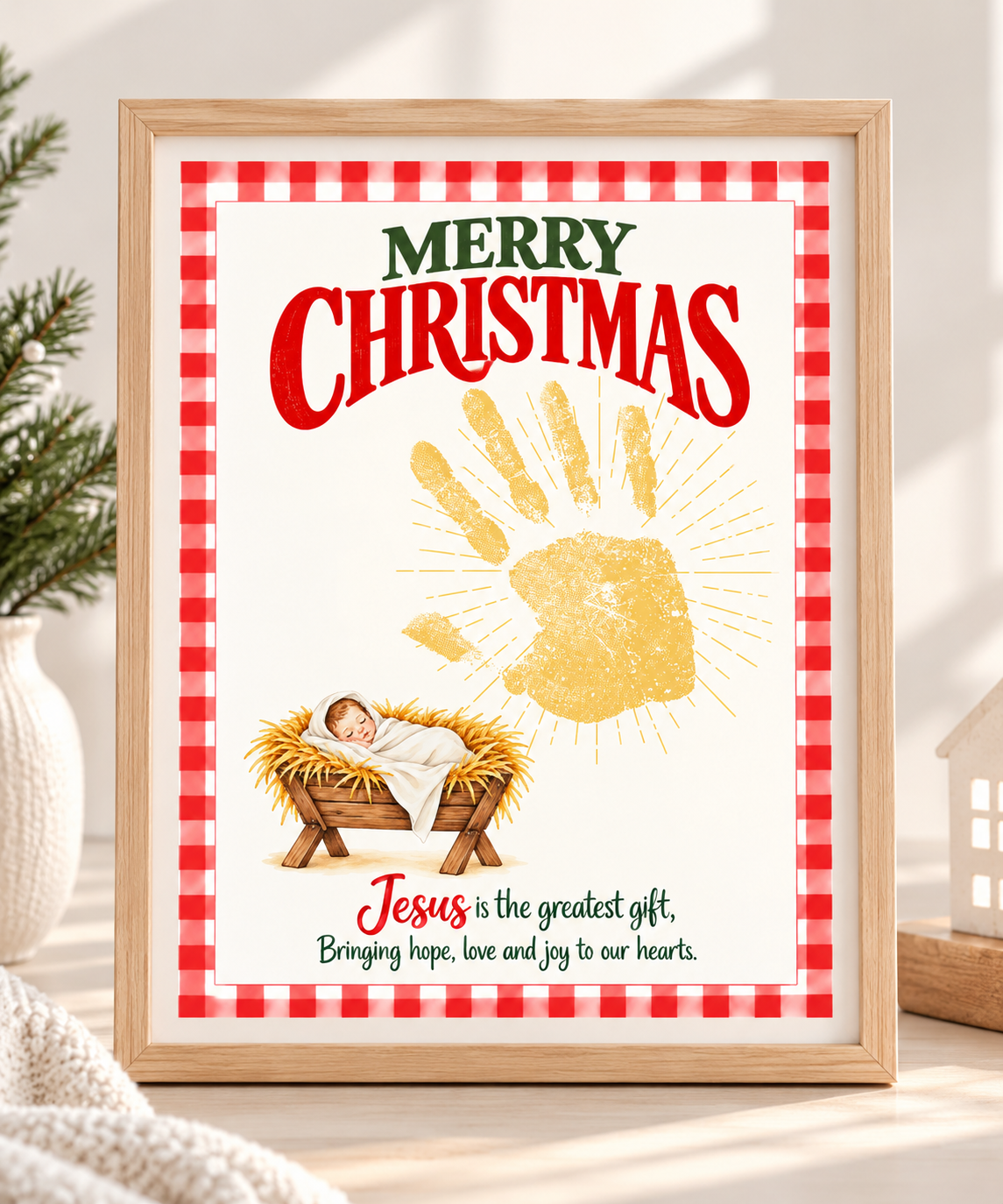 Jesus Is the Greatest Gift Christmas Handprint Craft | Christian Nativity Keepsake Printable for Kids