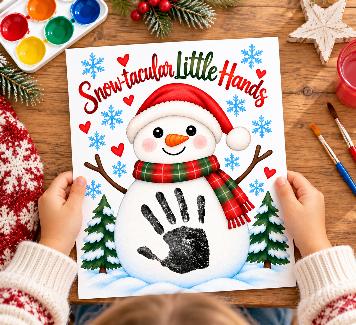 Snowman Handprint Craft | Snow-tacular Little Hands Christmas Printable for Kids