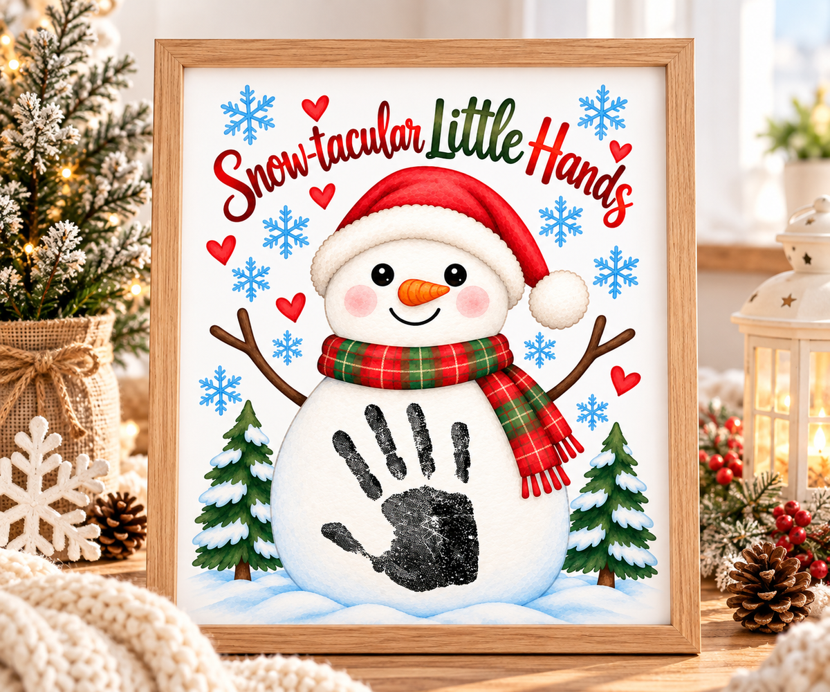 Snowman Handprint Craft | Snow-tacular Little Hands Christmas Printable for Kids