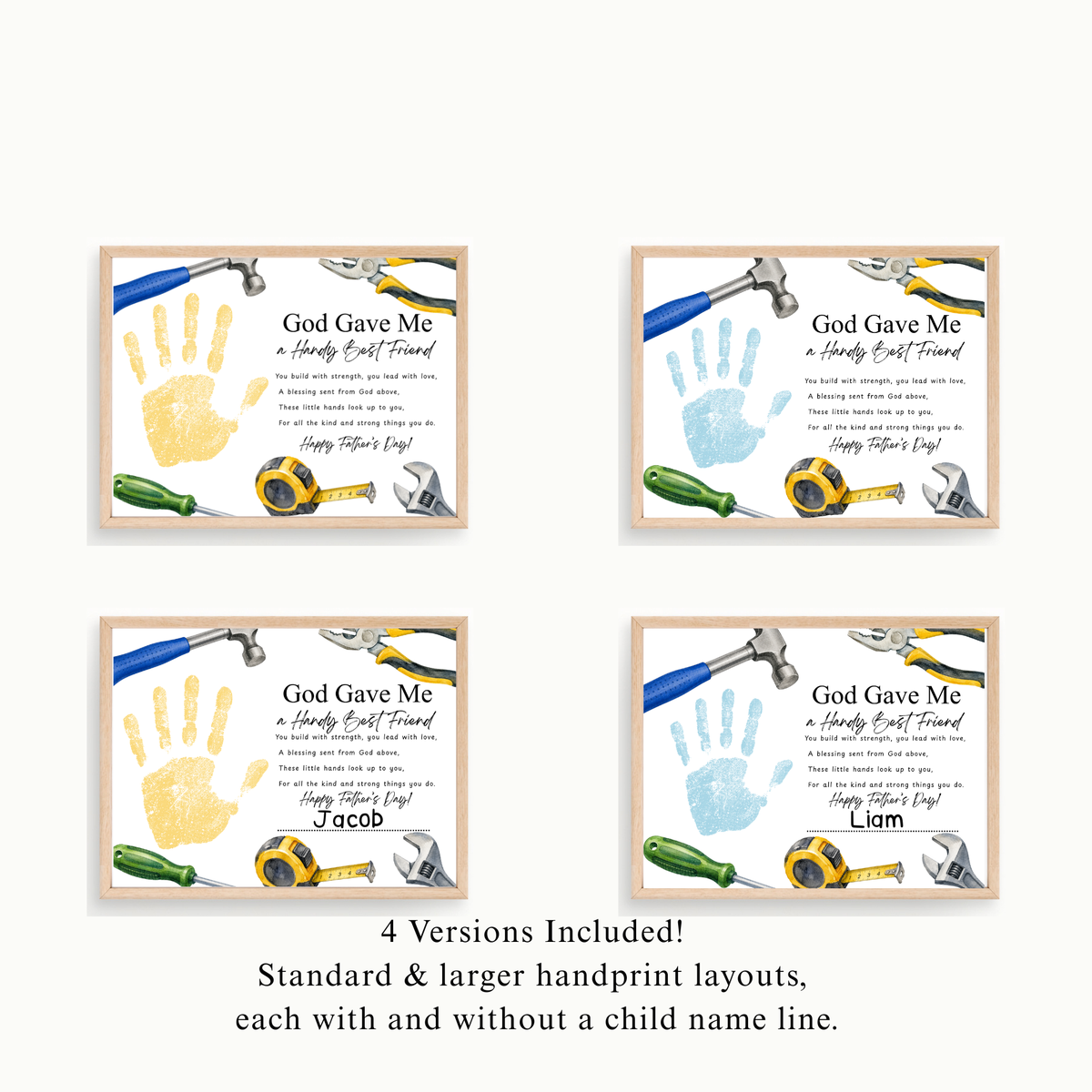 Christian Father Figure Handprint Craft Printable | God Gave Me a Handy Best Friend | Faith-Based Keepsake Gift for Dad Grandpa Uncle Mentor