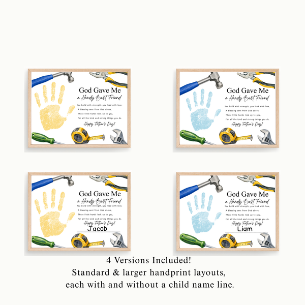 Christian Father Figure Handprint Craft Printable | God Gave Me a Handy Best Friend | Faith-Based Keepsake Gift for Dad Grandpa Uncle Mentor