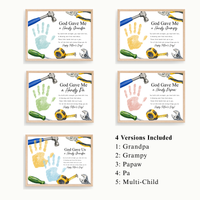 Christian Father's Day Handprint Craft Printable | God Gave Me a Handy Grandpa Grampy Papaw | Faith-Based Grandpa Gift from Kids | Grandfather Keepsake