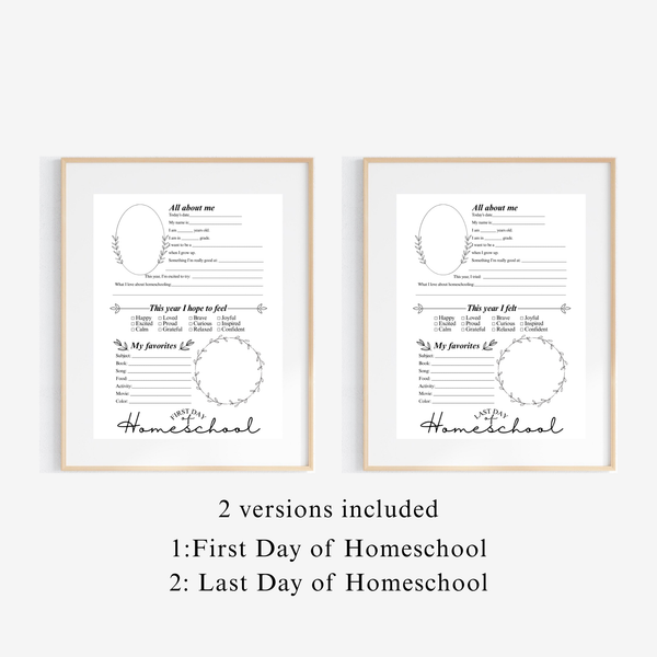 First & Last Day of Homeschool Interview Printable | Minimalist Homeschool Memory Page | All About Me Worksheet | Homeschool Keepsake Activity