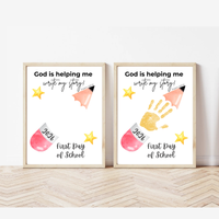 Editable Christian First Day of School Printable | Personalized Back to School Handprint Poster | Psalm 139:16 Classroom Decor | Canva Template