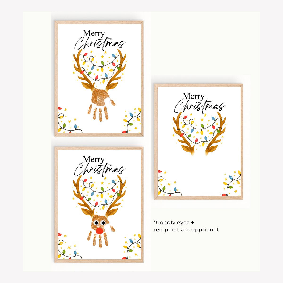 Merry Christmas Reindeer Handprint Craft Printable | Reindeer Keepsake | Christmas Handprint Activity | Preschool Christmas Craft | Holiday Handprint Art
