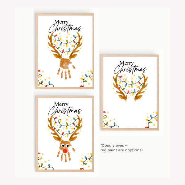 Merry Christmas Reindeer Handprint Craft Printable | Reindeer Keepsake | Christmas Handprint Activity | Preschool Christmas Craft | Holiday Handprint Art