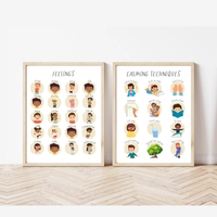 Feelings & Calming Techniques Digital Print Set of 2 | SEL Classroom Wall Art Printable | Social Emotional Learning Calm Down Corner | Instant Download Bundle