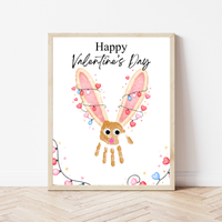 Valentine’s Day Bunny Handprint Craft | Preschool Valentine Printable Keepsake for Kids