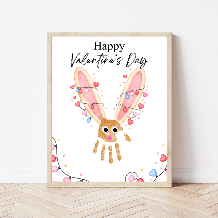Valentine’s Day Bunny Handprint Craft | Preschool Valentine Printable Keepsake for Kids