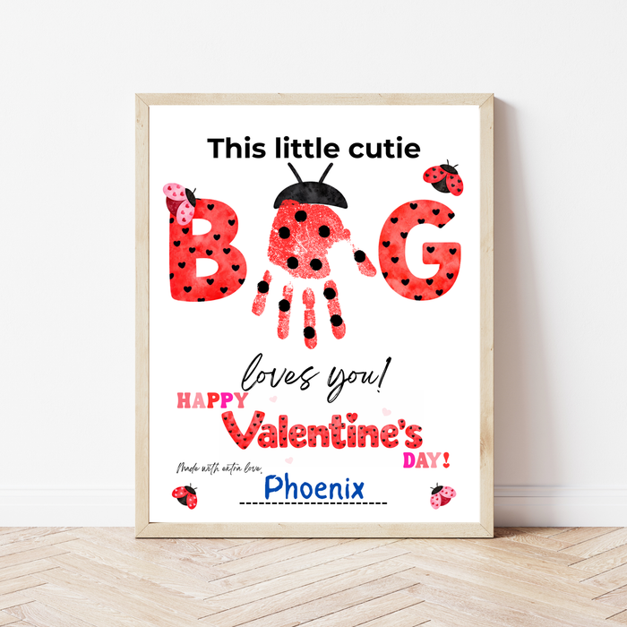 Valentine’s Day Handprint Craft Printable for Kids | Ladybug Valentine Keepsake | Valentine Art PDF