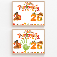 Thanksgiving 2026 Handprint Craft | Happy Thanksgiving Turkey Keepsake Printable for Kids