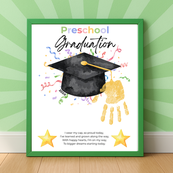 Preschool Graduation Handprint Craft Printable, Preschool Graduation Keepsake, End of Year Graduation Activity for Kids, Instant Download