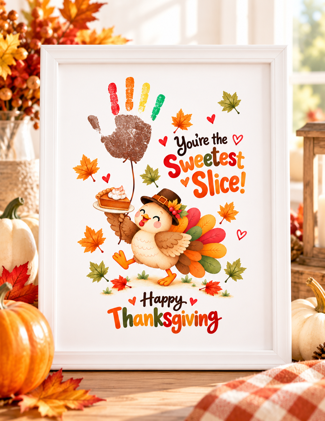 You're the Sweetest Slice Thanksgiving Handprint Craft for Kids | Turkey Keepsake Printable + Free Coloring Page