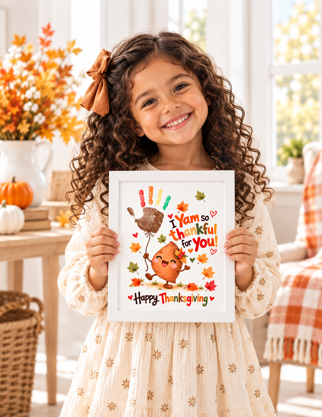 I Yam So Thankful for You Thanksgiving Handprint Craft for Kids | Sweet Potato Keepsake Printable + Free Coloring Page